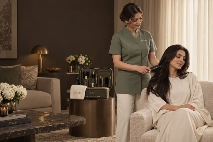 Preparing for beauty care at home — conceptual editorial image